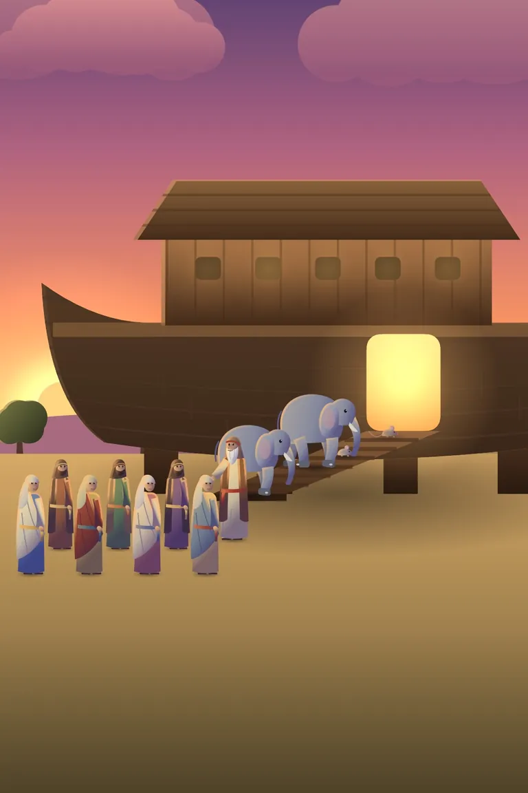 Noah's ark at sunset, from the Better Human story films